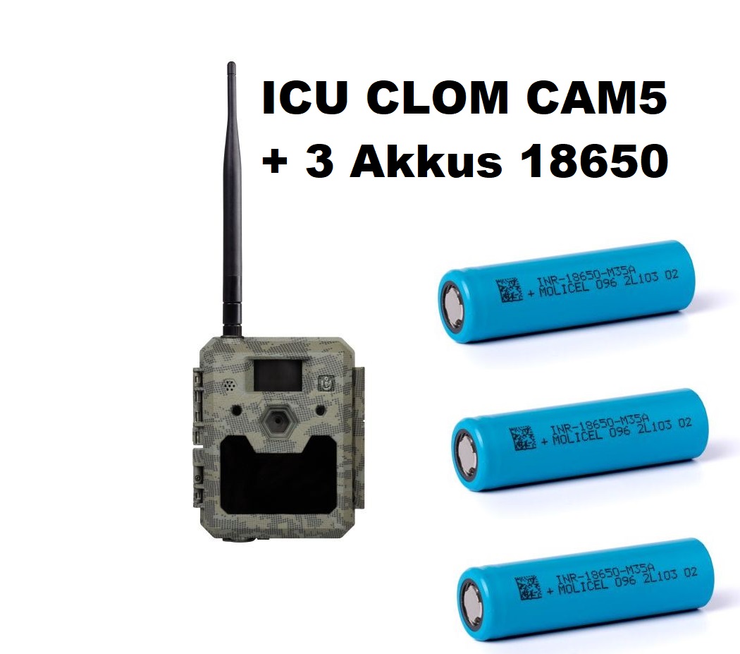 ICU CLOM CAM6 Wildkamera inkl.3x 18650 Akkus+2000 Coins