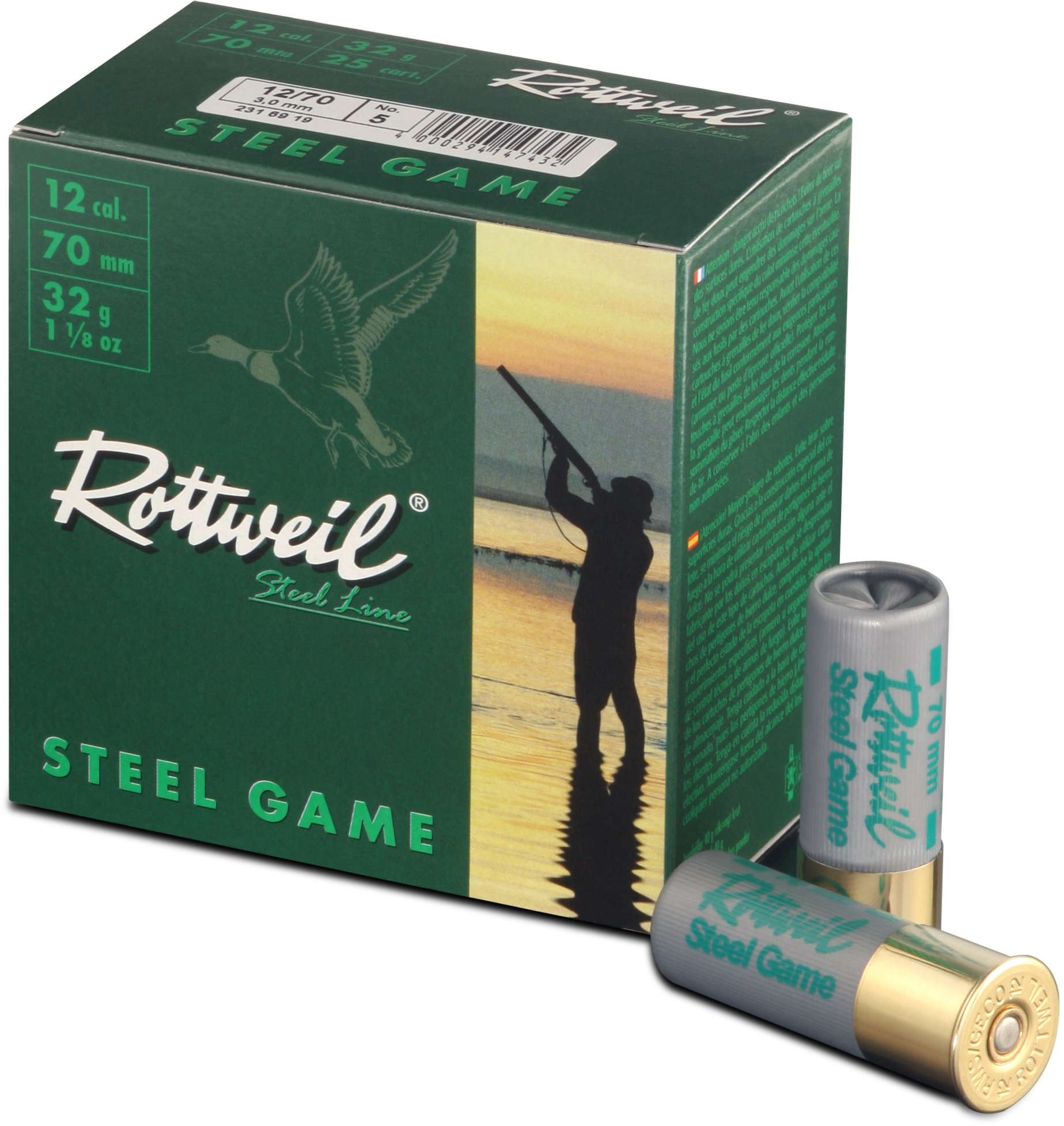 ROTTWEIL-Steel Game 12/70 3,25mm Plastik 25er Pack.